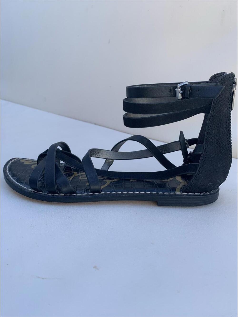 Sam Edelman Gladiator Sandals Black Flats Sz 9 Womens - Picture 3 of 11